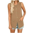 thumbnail image 1 of AherBiu Summer Cardigans for Women Button down Open Front Knitted Sleeveless Mid-Long Vests with Pockets, 1 of 5