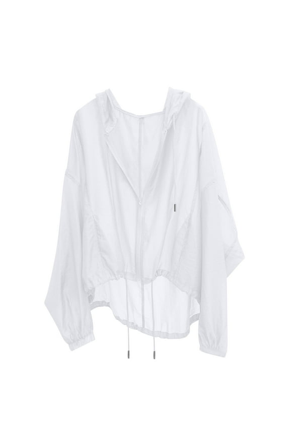 Summer Jackets for Women Lightweight Sunproof Zip up Hooded Long Sleeve See Through Oversized Jacket