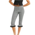 thumbnail image 1 of AherBiu Summer Short Leggings for Women Knee Length Plaid Lace Ruffle Slim Leg Stretch Summer Shorts, 1 of 8