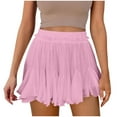 thumbnail image 1 of AherBiu Summer Shorts for Women Boho Ruffle Ruched Flowy Vacation Beach Wear Elastic High Waisted Lightweight Shorts, 1 of 8