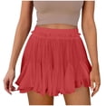 thumbnail image 1 of AherBiu Summer Shorts for Women Boho Ruffle Ruched Flowy Vacation Beach Wear Elastic High Waisted Lightweight Shorts, 1 of 7