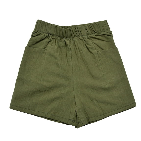 AherBiu Summer Shorts for Women Cotton Linen Wide Leg High Waisted Casual Lounge Short with Pockets