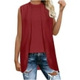 thumbnail image 1 of AherBiu Summer Tank Tops for Women High Low Crewneck Sleeveless T Shirts Casual Blouse Solid Color, 1 of 6