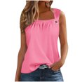 thumbnail image 1 of AherBiu Summer Tank Tops for Women Ruched Square Neck Wide Strap Casual Comfy Fitting Shirts Camisole, 1 of 5