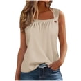 thumbnail image 1 of AherBiu Summer Tank Tops for Women Ruched Square Neck Wide Strap Casual Comfy Fitting Shirts Camisole, 1 of 5