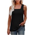 thumbnail image 1 of AherBiu Summer Tank Tops for Women Square Neck Eyelet Hole Side Slit Stretch Comfy Camisole Boho Shirts, 1 of 6