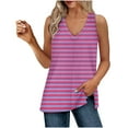 thumbnail image 1 of AherBiu Summer Tank Tops for Women V Neck Striped Side Slit Casual Loose Sleeveless Top Tees Shirts, 1 of 8