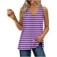 thumbnail image 1 of AherBiu Summer Tank Tops for Women V Neck Striped Side Slit Casual Loose Sleeveless Top Tees Shirts, 1 of 8