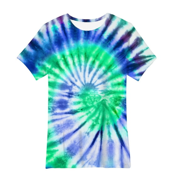 AherBiu Summer Tops for Boys Short Sleeve Crewneck Tie-Dye Basic Comfy Top Tees Teens Kids T-Shirts