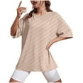 thumbnail image 1 of AherBiu Summer Tops for Women 1/2 Sleeve Crewneck Comfy Tshirts Casual Loose Fitting Basic Plain Tees, 1 of 6