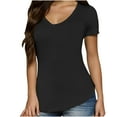 thumbnail image 1 of AherBiu Summer Tops for Women Basic Top Tees Shirts Solid Color V Neck Comfy Soft Casual T Shirt, 1 of 6