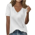thumbnail image 1 of AherBiu Summer Tops for Women Ribble Knitted V Neck Short Sleeve Slim Fitted Sweater Pullover Tops, 1 of 6
