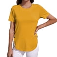 thumbnail image 1 of AherBiu Summer Tops for Women Short Sleeve Crewneck Comfy Casual Irregular T Shirts Top Tees, 1 of 6