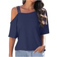 thumbnail image 1 of AherBiu Summer Tops for Women Short Sleeve One-Shoulder Casual Loose Fitted Tunic Top Shirts Blouse, 1 of 7