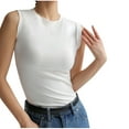 thumbnail image 1 of AherBiu Summer Tops for Women Sleeveless Casual Cotton Shirts Basic Comfy Tank Top Crewneck Tees, 1 of 3