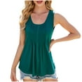 thumbnail image 1 of AherBiu Summer Tops for Women Tank Top Crewneck Sleeveless Ruched Ruffle Tunic Tops to Wear with Leggings, 1 of 5