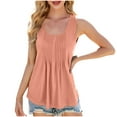 thumbnail image 1 of AherBiu Summer Tops for Women Tank Top Crewneck Sleeveless Ruched Ruffle Tunic Tops to Wear with Leggings, 1 of 6