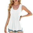 thumbnail image 1 of AherBiu Summer Tops for Women Tank Top Crewneck Sleeveless Ruched Ruffle Tunic Tops to Wear with Leggings, 1 of 4