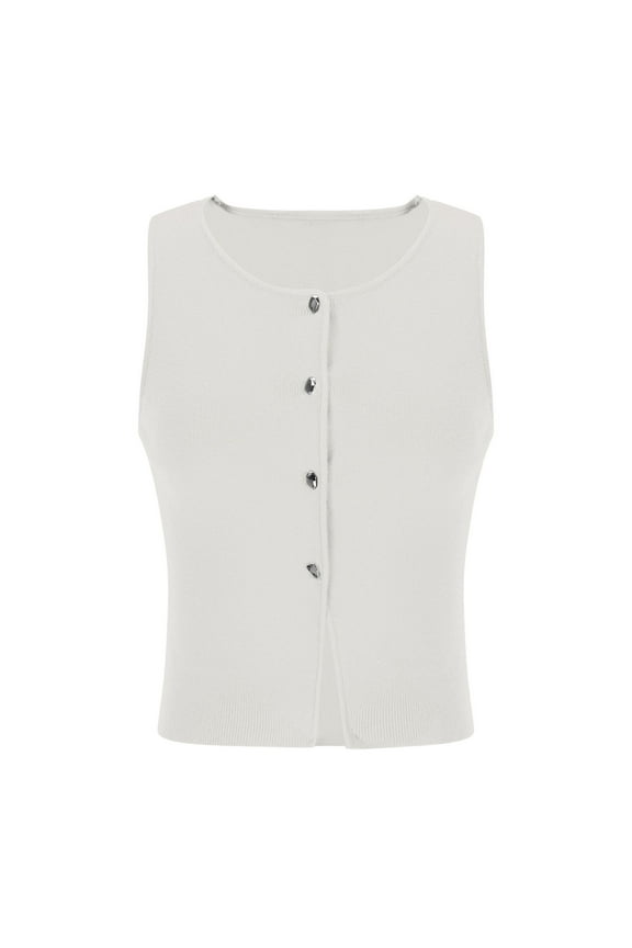 Summer Vests for Women Button down Open up Sleeveless Knitted Casual Cardigan Sweater Tops