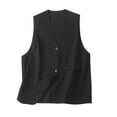 thumbnail image 1 of AherBiu Summer Vests for Women Button down V Neck Cotton Linen Tank Tops Sleeveless Lightweight Jackets with Pockets, 1 of 7