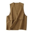 thumbnail image 1 of AherBiu Summer Vests for Women Button down V Neck Cotton Linen Tank Tops Sleeveless Lightweight Jackets with Pockets, 1 of 7