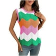 thumbnail image 1 of AherBiu Summer Vests for Women Color Blocked Crewneck Knitted Sleeveless Sweater Pullover Tops, 1 of 7
