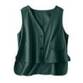thumbnail image 1 of AherBiu Summer Vests for Women High Low Button down V Neck Lightweight Sleeveless Casual Outwear Jacket, 1 of 8