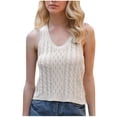 thumbnail image 1 of AherBiu Sweater Tank Tops for Women Cable Knitted V Neck Sleeveless Cropped Summer Casual Pullover Shirts Blouse, 1 of 3