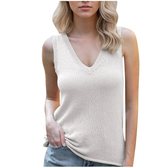 AherBiu Sweater Tank Tops for Women V Neck Knitted Sleeveless Pullover Shirts Bow-Tie Strap Tanks