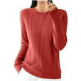 thumbnail image 1 of AherBiu Sweater Tops for Women Crewneck Long Sleeve Ribble Knitted Fall Winter Pullover Tops Warm Basic Layer Shirt, 1 of 3