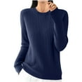 thumbnail image 1 of AherBiu Sweater Tops for Women Crewneck Long Sleeve Ribble Knitted Fall Winter Pullover Tops Warm Basic Layer Shirt, 1 of 3