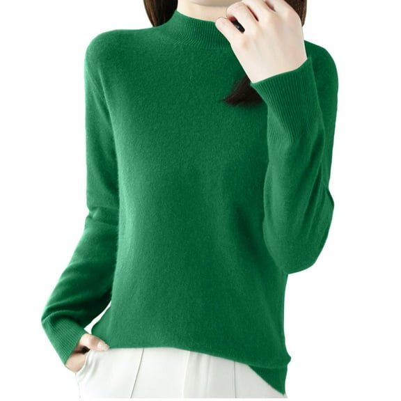 AherBiu Sweater Tops for Women Winter Long Sleeve Warm Pullover High Neck Basic Layer Comfy Knitted Shirts