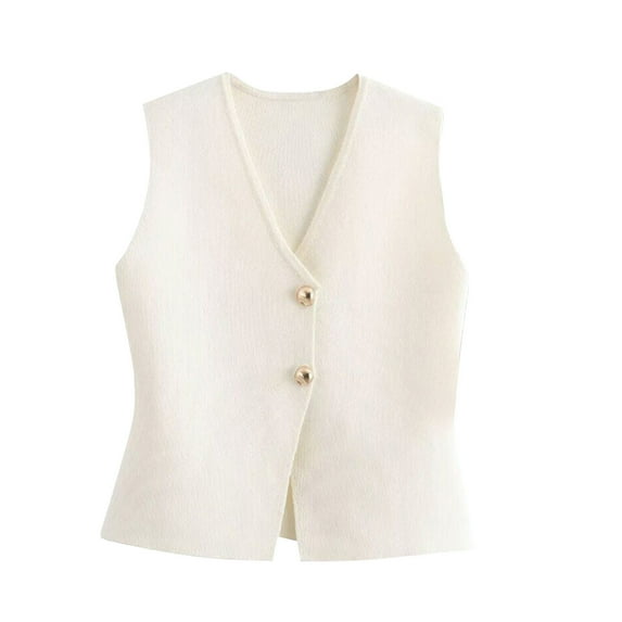 AherBiu Sweater Vests for Women Button down V Neck Sleeveless Jackets Vintage Knitted Waistcoats