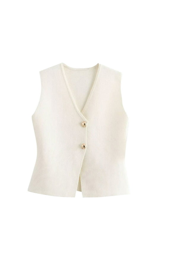 Sweater Vests for Women Button down V Neck Sleeveless Jackets Vintage Knitted Waistcoats