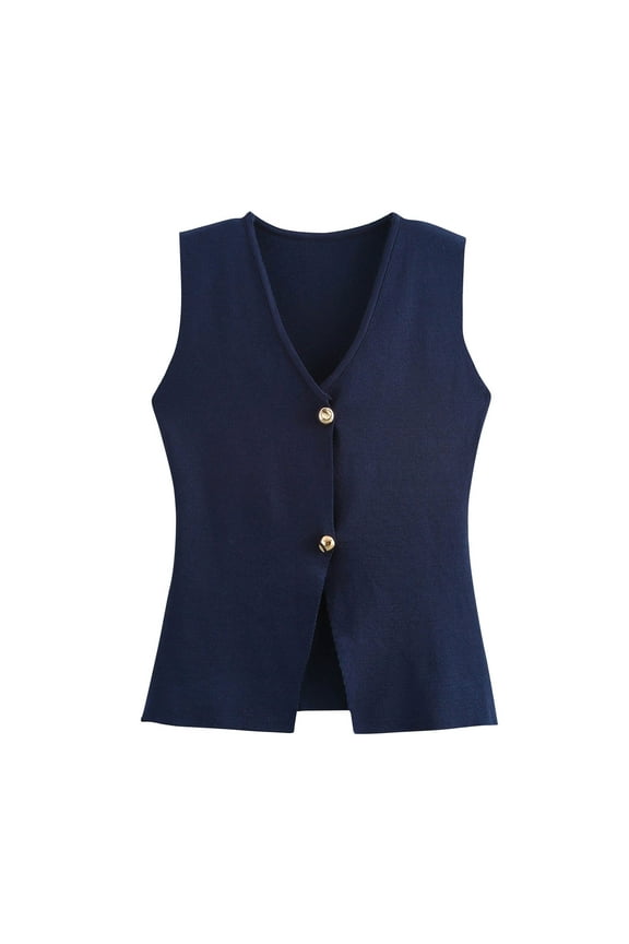 Sweater Vests for Women Button down V Neck Sleeveless Jackets Vintage Knitted Waistcoats