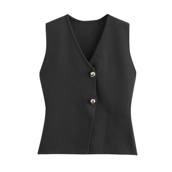AherBiu Sweater Vests for Women Button down V Neck Sleeveless Jackets Vintage Knitted Waistcoats