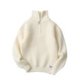 AherBiu Sweater for Boys Quarter Zip Cable Knit Casual Kids Pullover