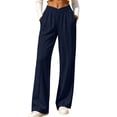 thumbnail image 1 of AherBiu Sweatpants for Women Elastic Crossover V-Waisted Straight Leg Casual Loose Fitted Jogging Sweat Pants with Pockets(Medium,Navy), 1 of 7