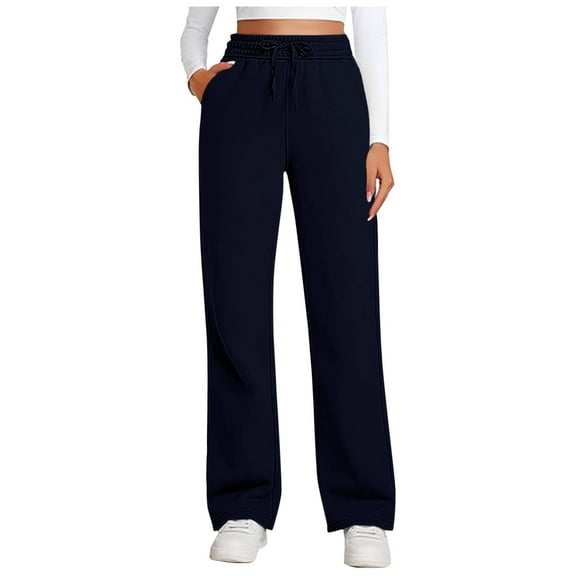 AherBiu Sweatpants for Women Straight Leg Drawstring Elastic High Waisted Athletic Joggers Pants with Pockets