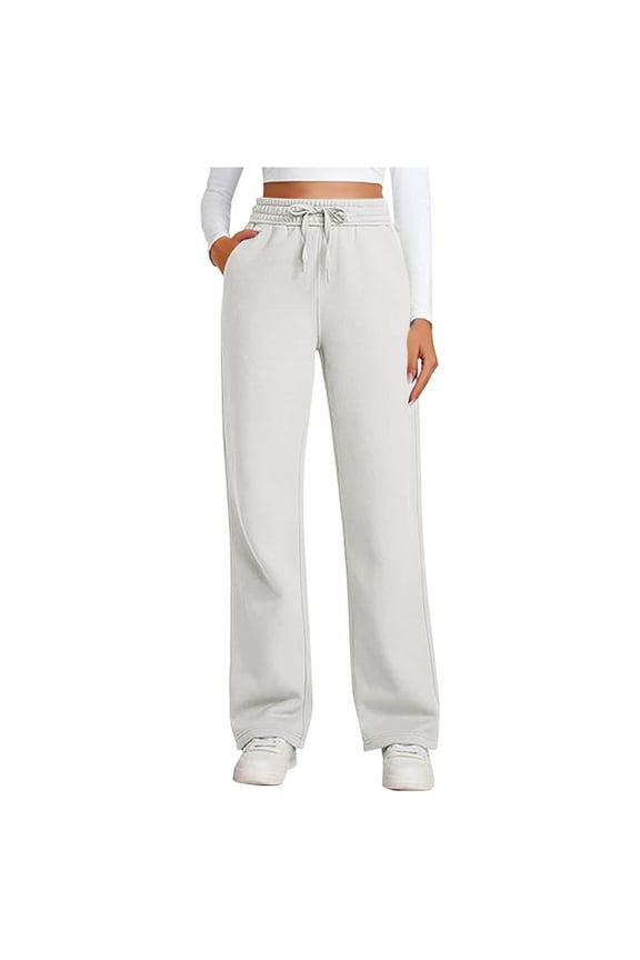 Sweatpants for Women Straight Leg Drawstring Elastic High Waisted Athletic Joggers Pants with Pockets