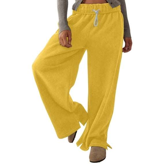 AherBiu Sweatpants for Women Straight Wide Leg Fleece Lined Joggers Pants Activewear Casual Loose Trousers