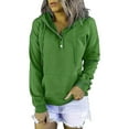 thumbnail image 1 of AherBiu Sweatshirt Hoodies for Women Long Sleeve Quarter Button V Neck Pullover Tops with Pockets, 1 of 5