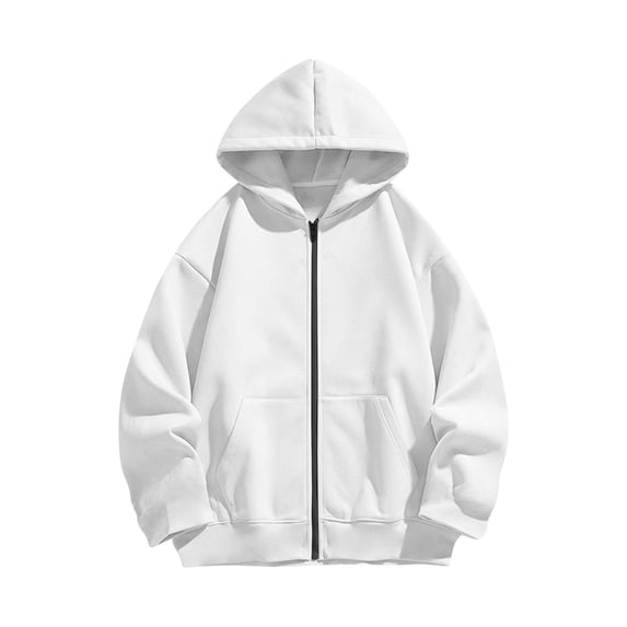 AherBiu Sweatshirt Jacket for Girls Boys Tween Child Zip up Hooded Lightfleece Lined Fall Casual Outwear Tops with Pockets(13-14 Years,White1)