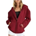 thumbnail image 1 of AherBiu Sweatshirt Jackets for Women Zip up Hooded Oversized Fleece Lined Sports Outwear Fall Casual Loose Coats with Pockets, 1 of 6