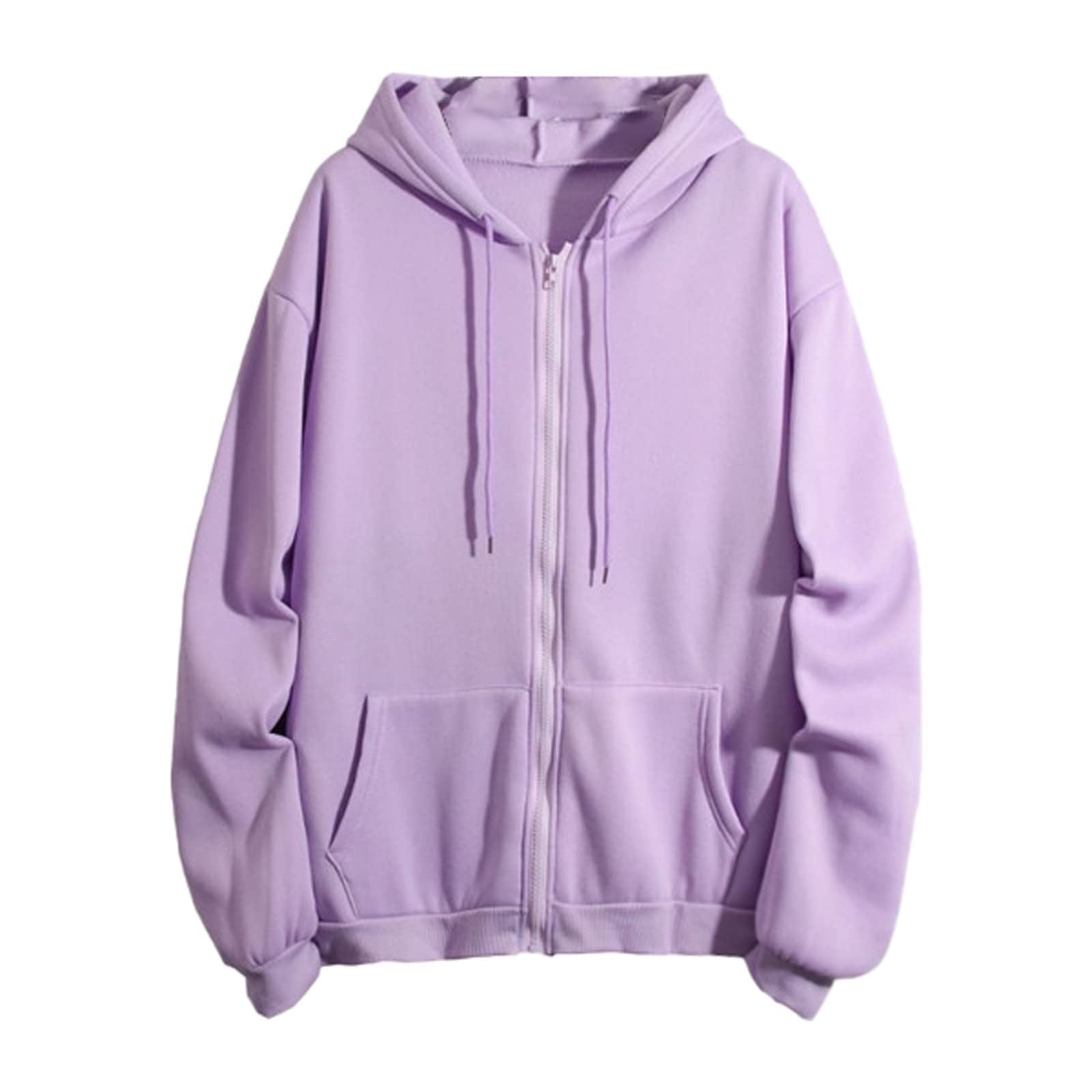 LYHIPSS Women's Oversized Full Zip Hoodie – Lightweight Long Sleeve Drawstring Jacket With Pockets - View #7