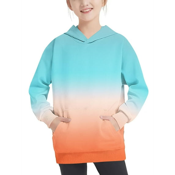 AherBiu Sweatshirt for Girls Hoodie Fleece Toddler Pullover Long Sleeve Winter Warm Gradient Color Sweatshirts