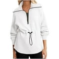 thumbnail image 1 of AherBiu Sweatshirt for Women Drawstring Waist Half Zip up Collared Long Sleeve Pullover Tops, 1 of 7