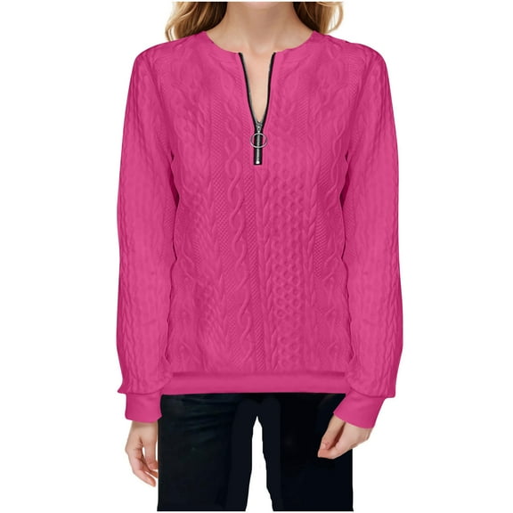 AherBiu Sweatshirt for Women Quarter Zip up Crewneck Long Sleeve Tops Casual Loose Pullover T Shirts