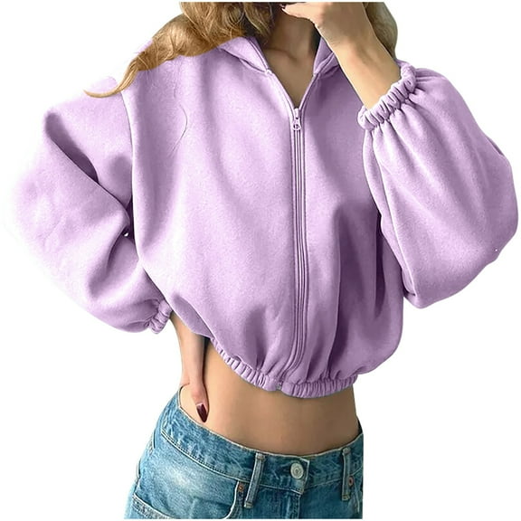 AherBiu Sweatshirts for Women Zip up Fleece Lined Jackets Long Sleeve Fall Casual Loose Hoodie with Pockets