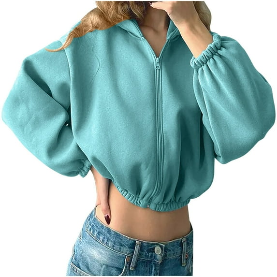AherBiu Sweatshirts for Women Zip up Fleece Lined Jackets Long Sleeve Fall Casual Loose Hoodie with Pockets